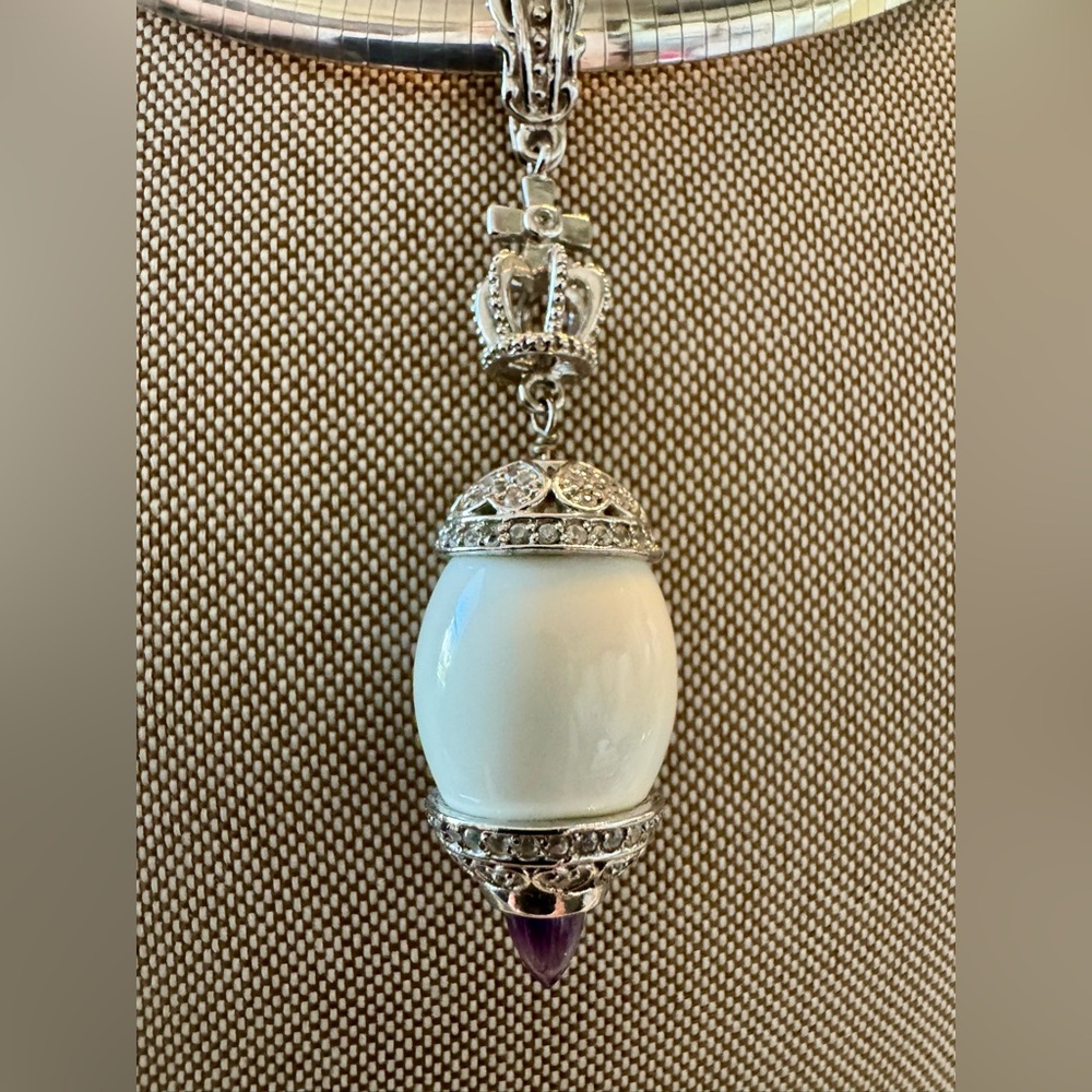 Dallas Prince Large Elegant Silver, White Agate , Amethyst, n CZ Enhancer